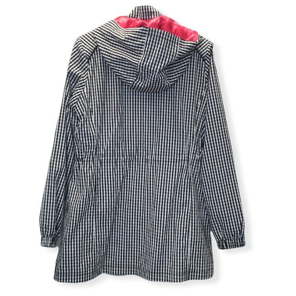 Dennis Basso Water Resistant Gingham Anorak Jacket Embellished Black White - Picture 3 of 11